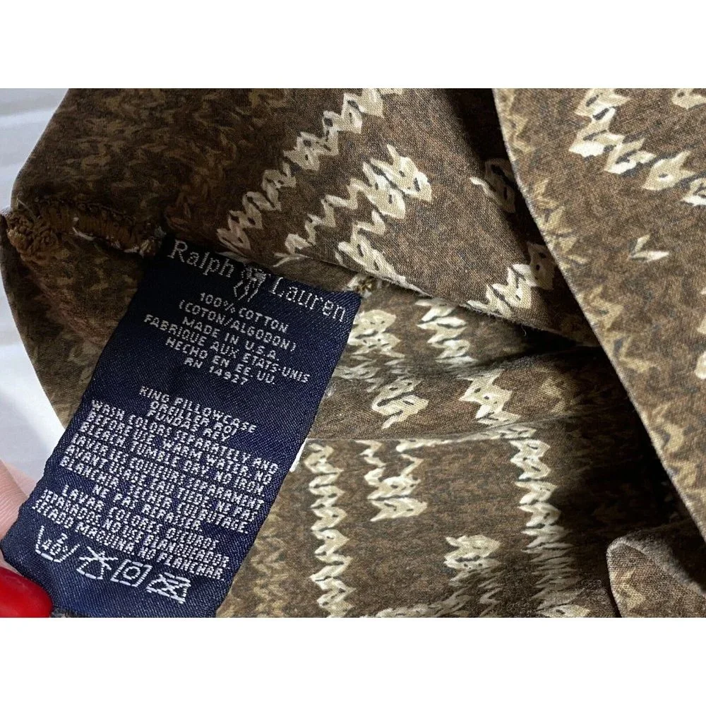 2 Vintage Ralph Lauren Nazomi Peak Pillowcases King Cotton Brown Rare Print
